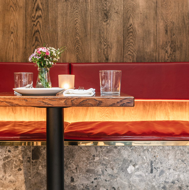 Contemporary gastro bar seating design.