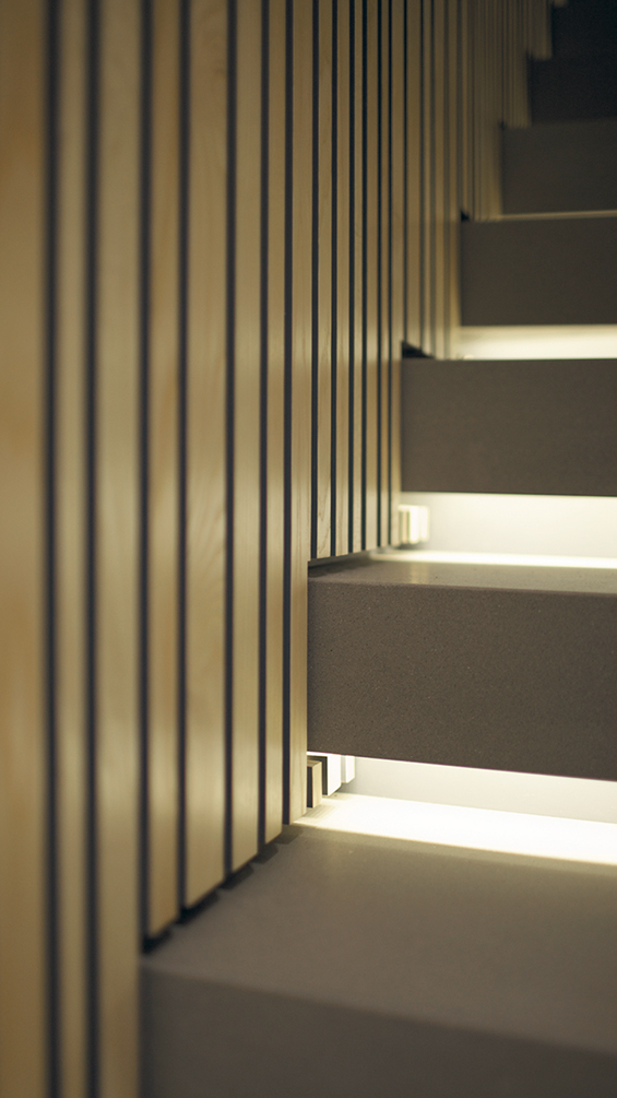 Bespoke illuminated stairs.