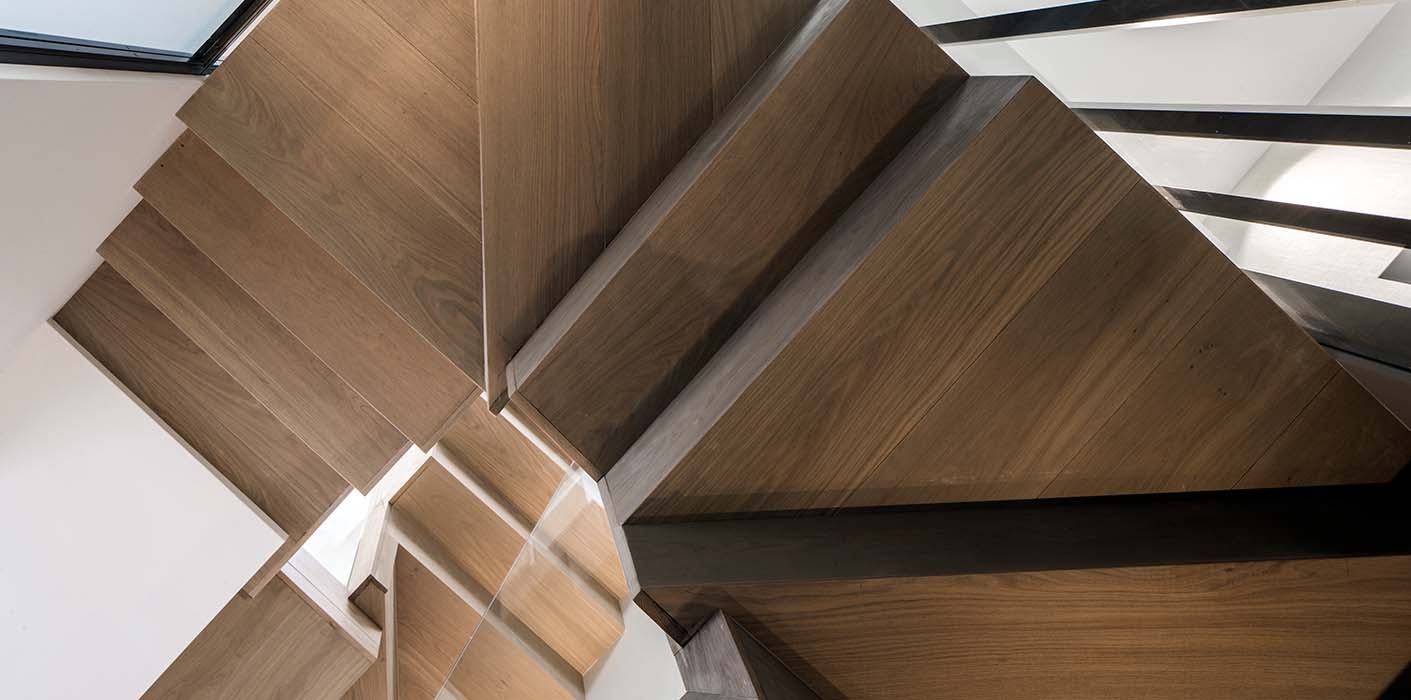 Bespoke wood staircase.